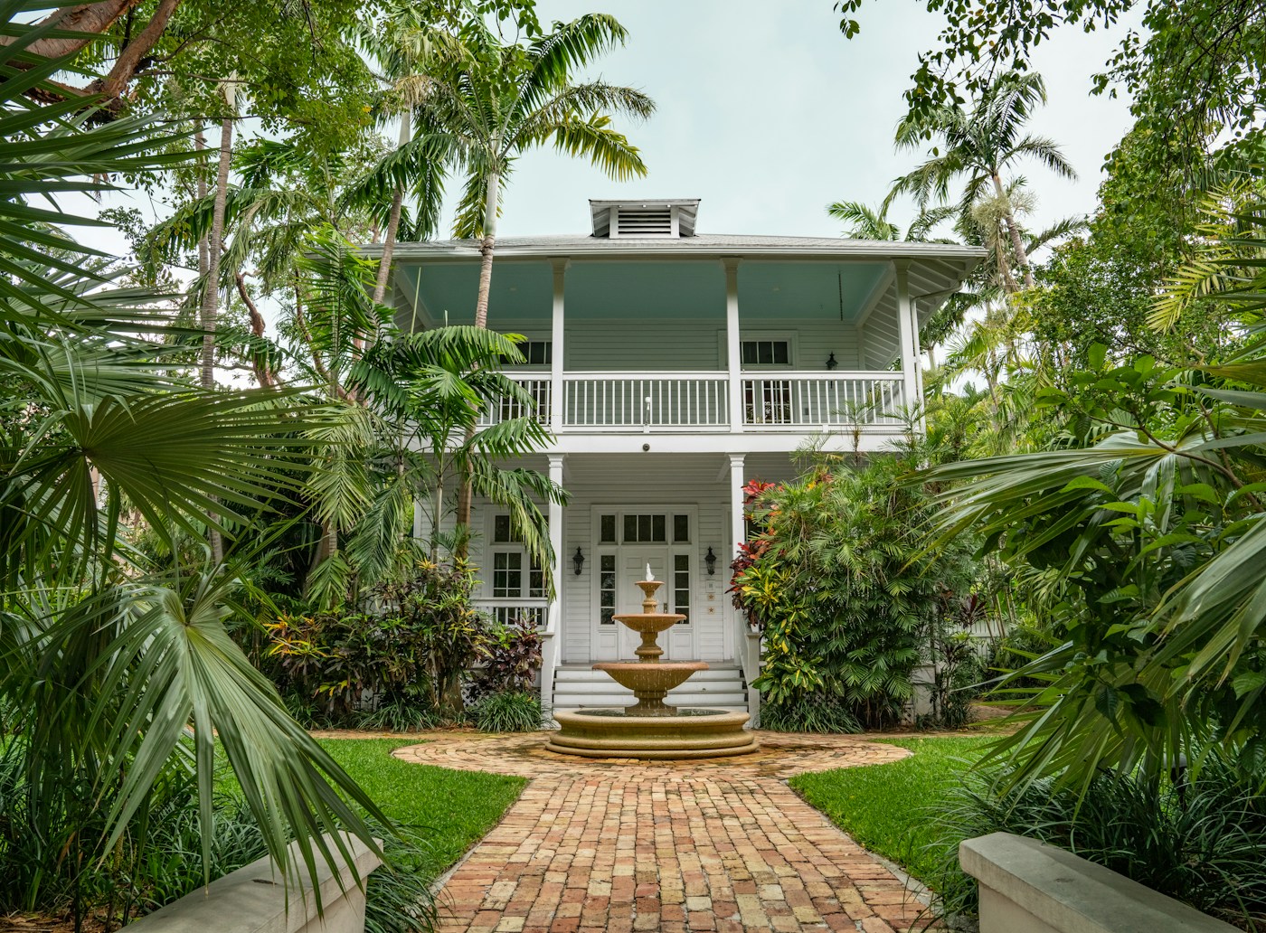 Welcoming entrance and garden fountain in Key West, Florida